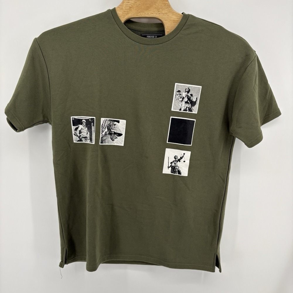 Forever 21 Men's XL Green T-Shirt Greek Gods Sweatshirt Material‎